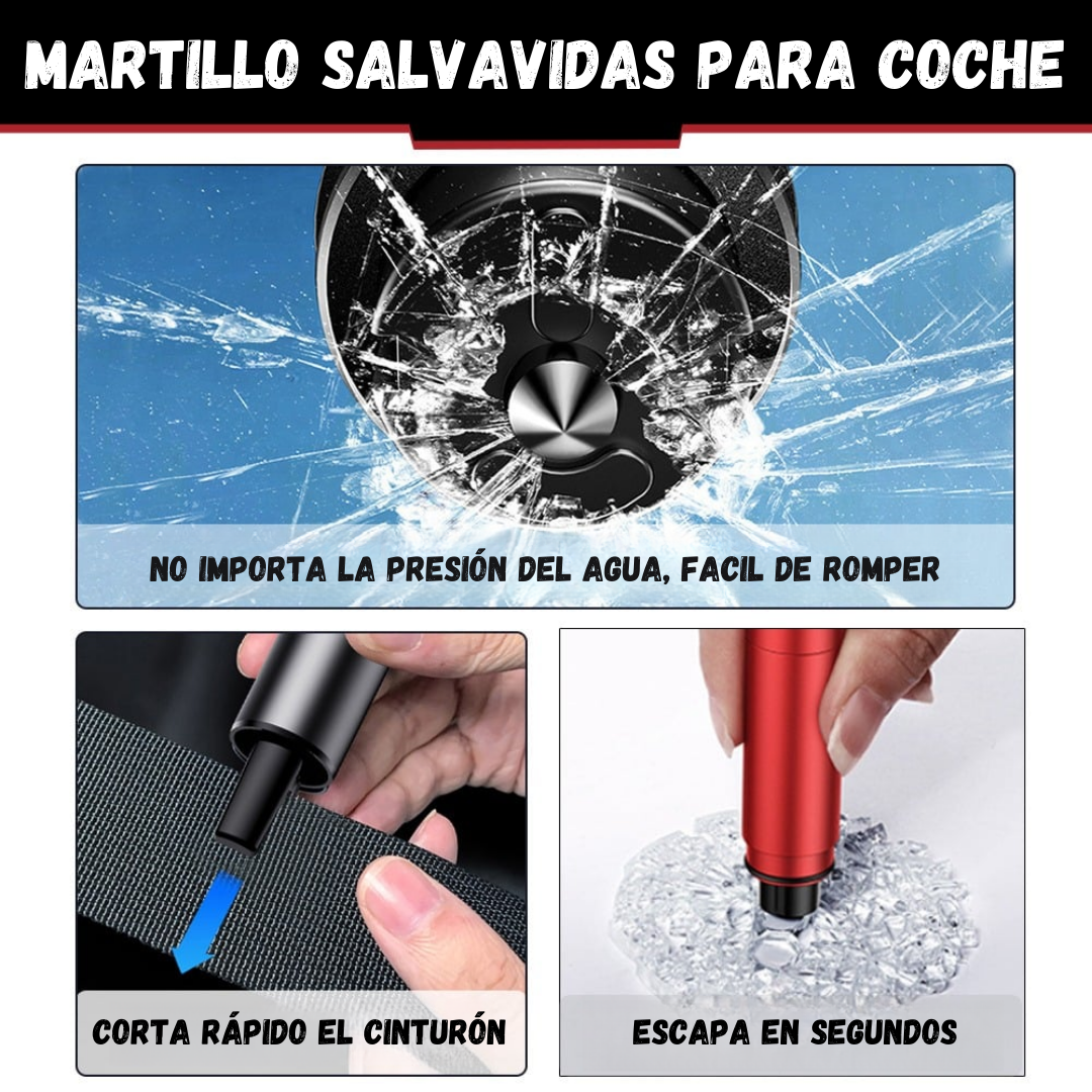 Martillo de emergencia para coche + Alarma disuasoria